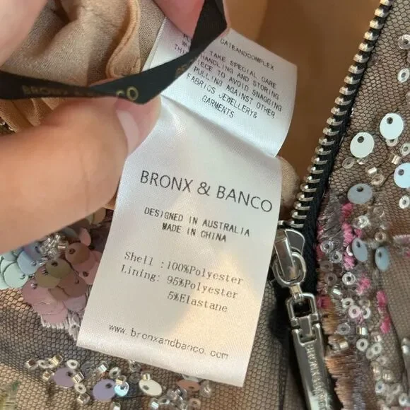 NWOT BRONX AND BANCO MIDNIGHT EMBROIDERED FLORAL GOWN - Picture 15 of 16